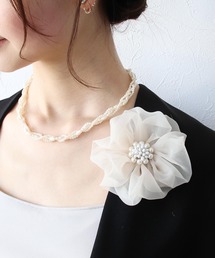 Three Four Time（スリーフォータイム）の「シフォン×パールコサージュ【結婚式/フォーマル/入卒】（ブローチ/コサージュ）」