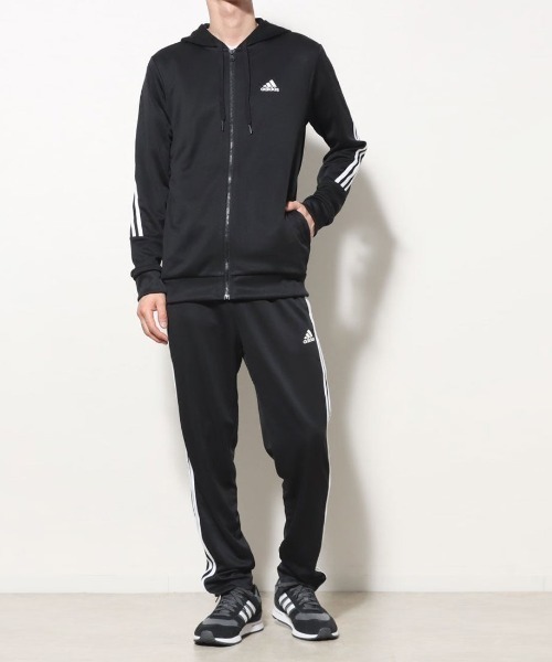 adidas(アディダス)の「アディダス adidas M 3S DK トラックスーツ(ジャージ・メンズ・ブラック×ホワイト/ブラック×ブラック/ネイビー・M/S/LL/L/3L)」の1枚目の写真