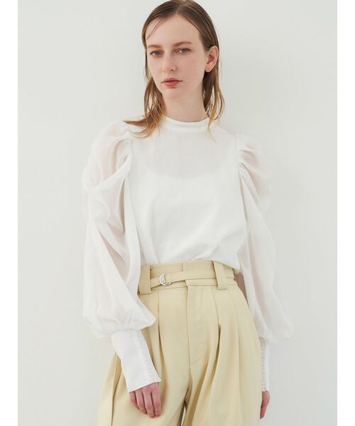 ELENDEEK（エレンディーク）の「ボリュームスリーブシアーブラウス（シャツ/ブラウス・レディース・ブラック/オフホワイト・FREE）」の7枚目の写真