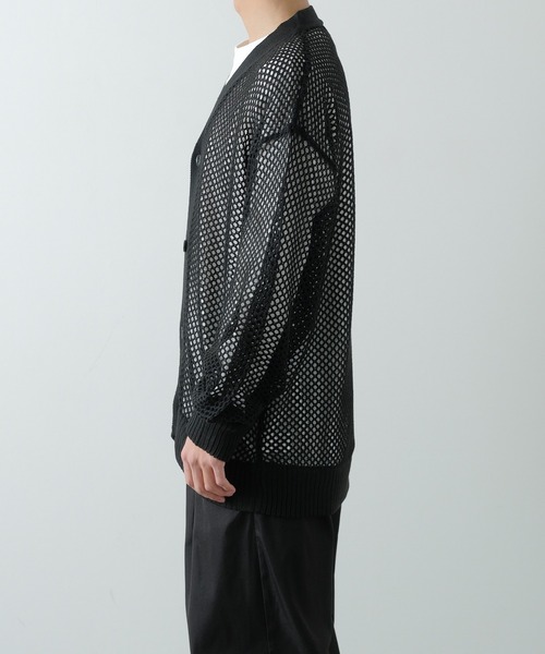 NULL（ヌル）の「【NULL】メッシュ編み カーディガン（カーディガン/ボレロ・メンズ・ブラック/レンガ/グリーン/アイボリー・FREE）」の5枚目の写真