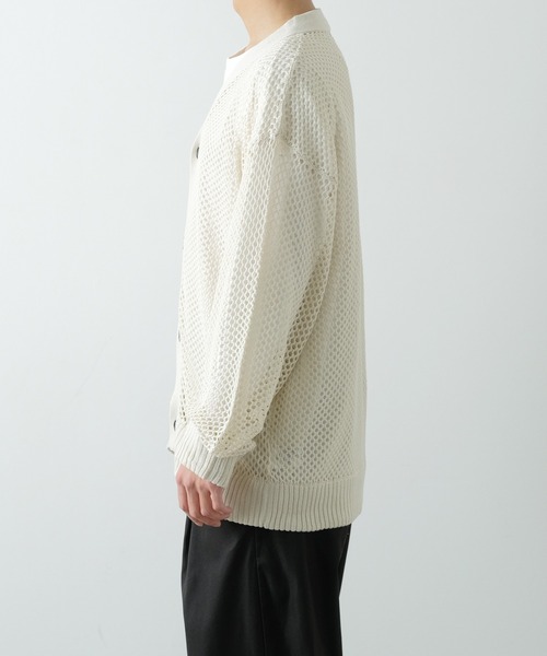 NULL（ヌル）の「【NULL】メッシュ編み カーディガン（カーディガン/ボレロ・メンズ・ブラック/レンガ/グリーン/アイボリー・FREE）」の9枚目の写真
