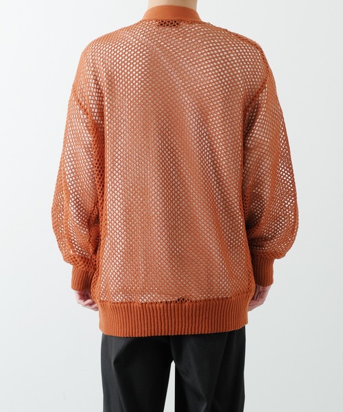 NULL（ヌル）の「【NULL】メッシュ編み カーディガン（カーディガン/ボレロ・メンズ・ブラック/レンガ/グリーン/アイボリー・FREE）」の8枚目の写真