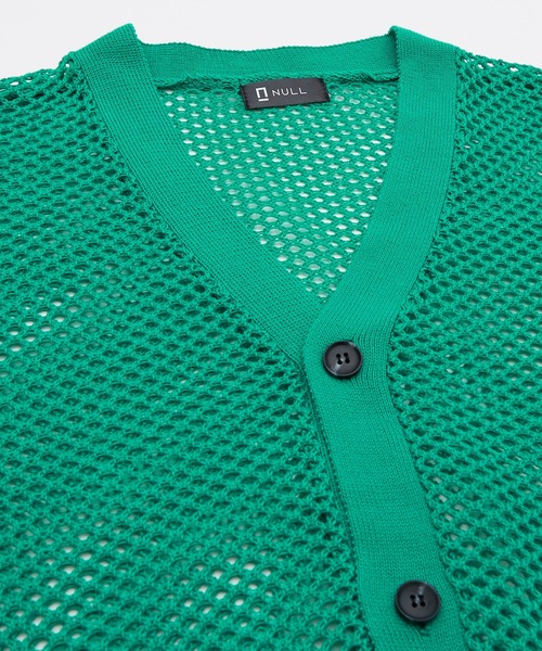 NULL（ヌル）の「【NULL】メッシュ編み カーディガン（カーディガン/ボレロ・メンズ・ブラック/レンガ/グリーン/アイボリー・FREE）」の6枚目の写真