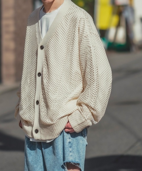 pois ポワ／double mesh Cardigan ベージュ 新品（ファッション
