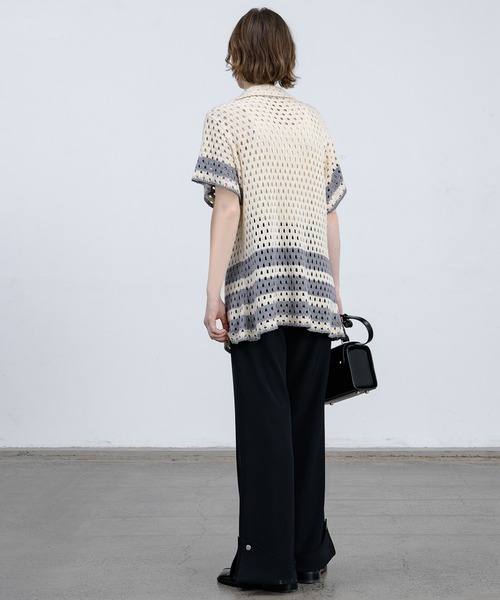 EKCOOKIES（イーケークッキーズ）の「【 EKCOOKIES 】透かし編みニットポロ｜抜け感のある開襟デザイントップス（シャツ/ブラウス・レディース・キナリ・S/M/L）」の8枚目の写真