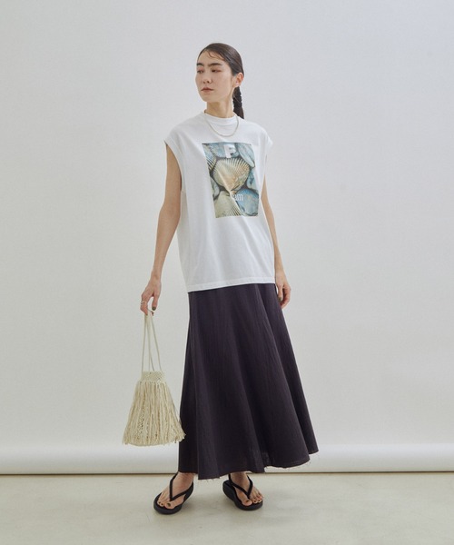 SALON adam et rope'（サロン アダム エ ロペ）の「【セットアップ対応・洗える】オーガニックコットンガーゼフレアースカート（スカート・レディース・オフホワイト/スミクロ・FREE）」の8枚目の写真