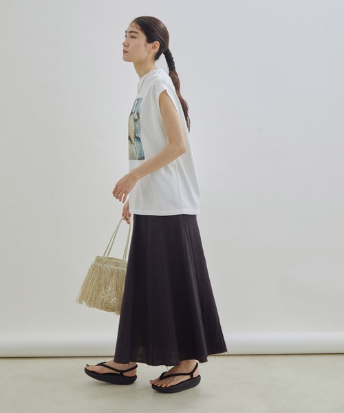 SALON adam et rope'（サロン アダム エ ロペ）の「【セットアップ対応・洗える】オーガニックコットンガーゼフレアースカート（スカート・レディース・オフホワイト/スミクロ・FREE）」の13枚目の写真