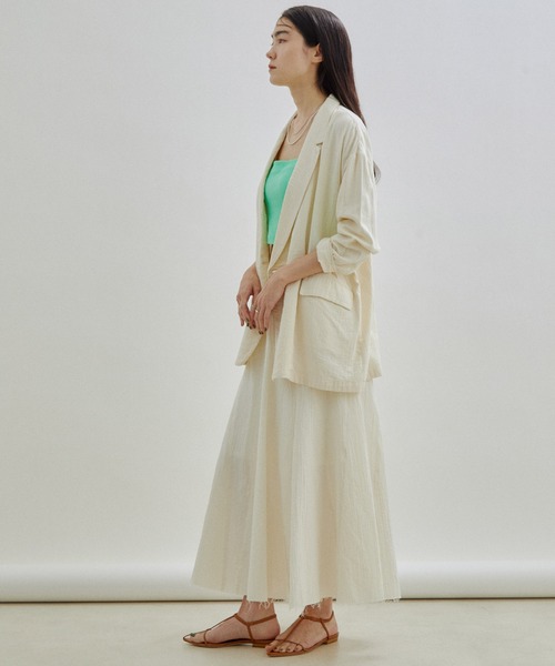 SALON adam et rope'（サロン アダム エ ロペ）の「【セットアップ対応・洗える】オーガニックコットンガーゼフレアースカート（スカート・レディース・オフホワイト/スミクロ・FREE）」の12枚目の写真