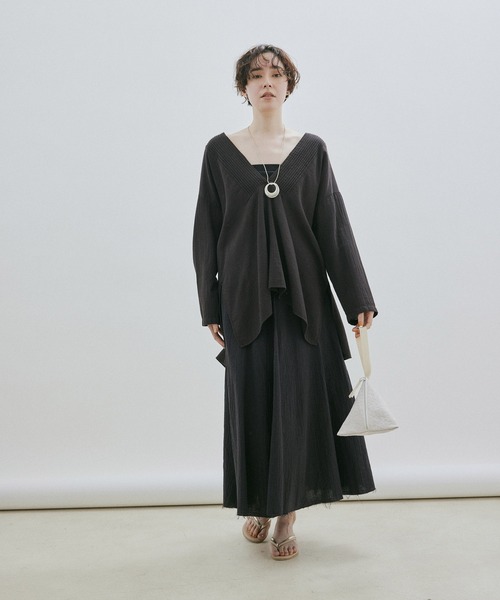 SALON adam et rope'（サロン アダム エ ロペ）の「【セットアップ対応・洗える】オーガニックコットンガーゼフレアースカート（スカート・レディース・オフホワイト/スミクロ・FREE）」の16枚目の写真