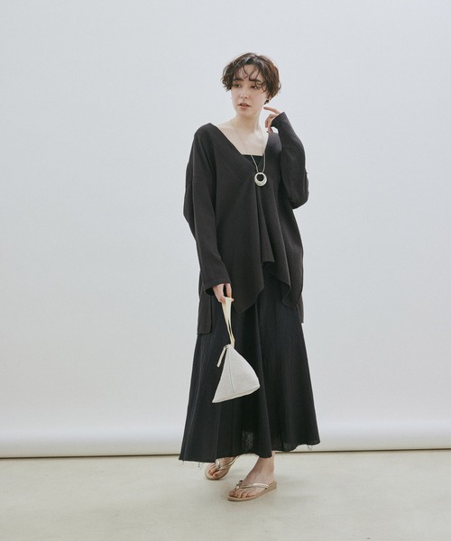 SALON adam et rope'（サロン アダム エ ロペ）の「【セットアップ対応・洗える】オーガニックコットンガーゼフレアースカート（スカート・レディース・オフホワイト/スミクロ・FREE）」の17枚目の写真