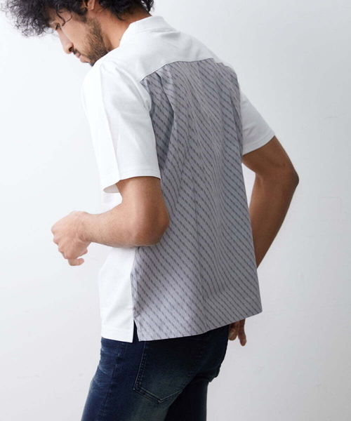 MK MICHEL KLEIN HOMME (エムケーミッシェルクランオム)の「ドッキングカットソー(Tシャツ/カットソー・メンズ・ブラック/ブルー/ホワイト・48/51/46)」の2枚目の写真