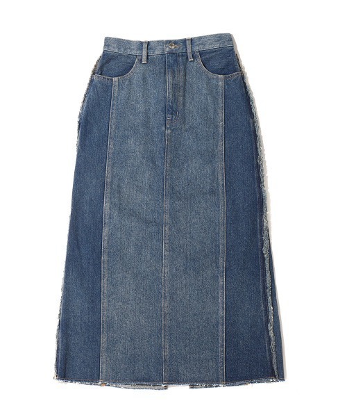atmos pink（アトモスピンク）の「atmos pink フリンジデニムスカート（デニムスカート・レディース・インディゴブルー/ライトブルー・S/M）」の3枚目の写真