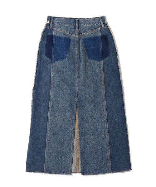atmos pink（アトモスピンク）の「atmos pink フリンジデニムスカート（デニムスカート・レディース・インディゴブルー/ライトブルー・S/M）」の4枚目の写真