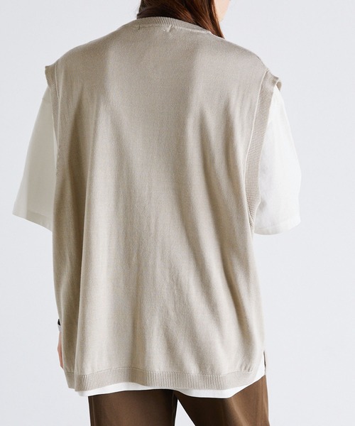 Anchor Smith（アンカー スミス）の「【レイヤード2点セット】アンサンブル ニットベスト＋ルーズベーシックTシャツ（ベスト・メンズ・ネイビー/チャコール/ブラック/グレイッシュベージュ/サックスブルー・M/L）」の10枚目の写真