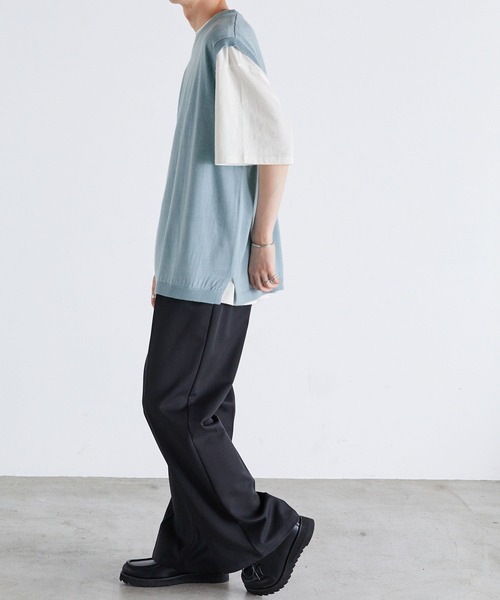 Anchor Smith（アンカー スミス）の「【レイヤード2点セット】アンサンブル ニットベスト＋ルーズベーシックTシャツ（ベスト・メンズ・ネイビー/チャコール/ブラック/グレイッシュベージュ/サックスブルー・M/L）」の17枚目の写真