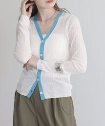 fredy emue | ワイドリブ配色シアーカーディガン(カーディガン/ボレロ)