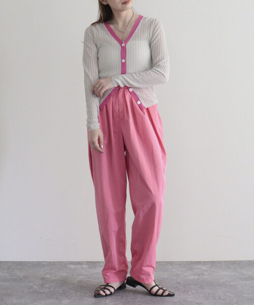 fredy emue（フレディエミュ）の「ワイドリブ配色シアーカーディガン（カーディガン/ボレロ・レディース・ネイビー/ライトグレー/オフホワイト・38）」の11枚目の写真