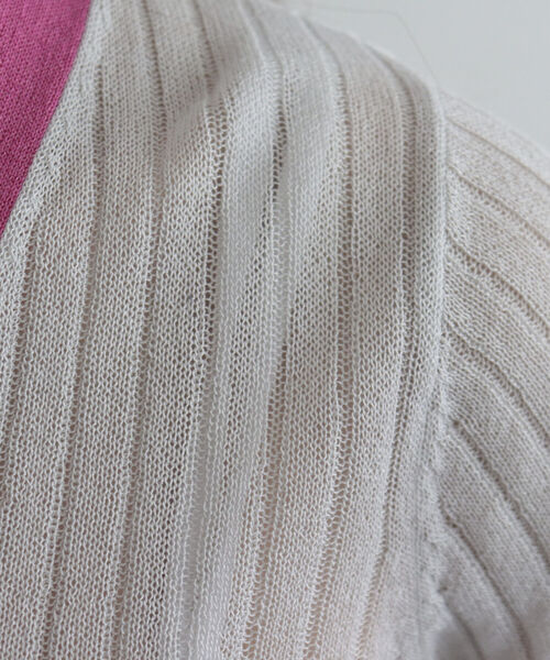 fredy emue（フレディエミュ）の「ワイドリブ配色シアーカーディガン（カーディガン/ボレロ・レディース・ネイビー/ライトグレー/オフホワイト・38）」の21枚目の写真