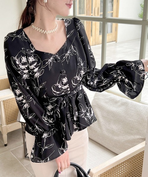 ROYAL PARTY（ロイヤルパーティー）の「ウエストリボンペプラムブラウス（シャツ/ブラウス・レディース・その他/ドット/ピンク・FREE）」の2枚目の写真