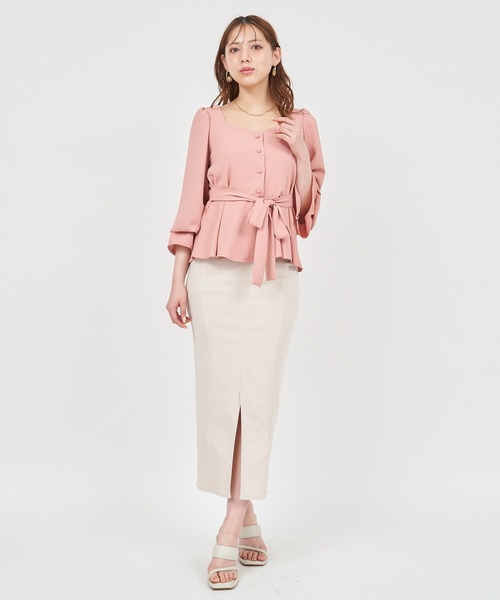 ROYAL PARTY（ロイヤルパーティー）の「ウエストリボンペプラムブラウス（シャツ/ブラウス・レディース・その他/ドット/ピンク・FREE）」の16枚目の写真