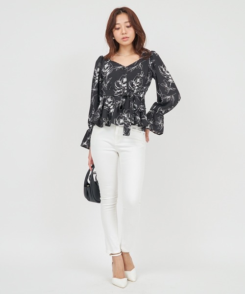 ROYAL PARTY（ロイヤルパーティー）の「ウエストリボンペプラムブラウス（シャツ/ブラウス・レディース・その他/ドット/ピンク・FREE）」の6枚目の写真