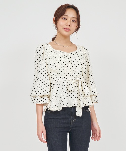 ROYAL PARTY（ロイヤルパーティー）の「ウエストリボンペプラムブラウス（シャツ/ブラウス・レディース・その他/ドット/ピンク・FREE）」の19枚目の写真