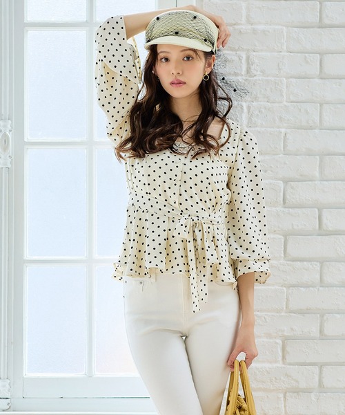 ROYAL PARTY（ロイヤルパーティー）の「ウエストリボンペプラムブラウス（シャツ/ブラウス・レディース・その他/ドット/ピンク・FREE）」の14枚目の写真