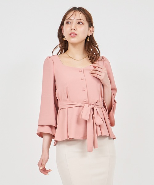 ROYAL PARTY（ロイヤルパーティー）の「ウエストリボンペプラムブラウス（シャツ/ブラウス・レディース・その他/ドット/ピンク・FREE）」の9枚目の写真