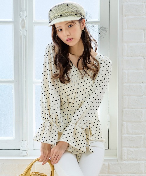 ROYAL PARTY（ロイヤルパーティー）の「ウエストリボンペプラムブラウス（シャツ/ブラウス・レディース・その他/ドット/ピンク・FREE）」の7枚目の写真