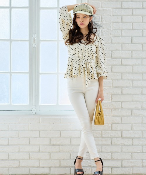 ROYAL PARTY（ロイヤルパーティー）の「ウエストリボンペプラムブラウス（シャツ/ブラウス・レディース・その他/ドット/ピンク・FREE）」の5枚目の写真