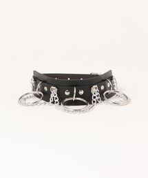 チェーンリング フェイクレザー チョーカー ネックレス