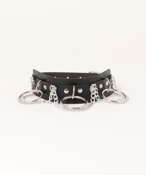 Revo.(レボ)の「チェーンリング フェイクレザー チョーカー ネックレス(ネックレス・レディース・ブラック・FREE)」の1枚目の写真