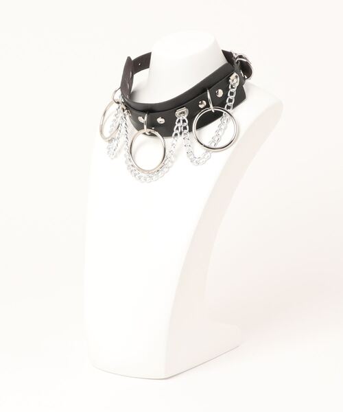 Revo.(レボ)の「チェーンリング フェイクレザー チョーカー ネックレス(ネックレス・レディース・ブラック・FREE)」の4枚目の写真