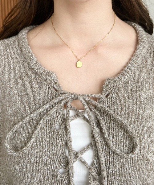 セール】前後2WAY編み上げクロップド丈ニットプルオーバー