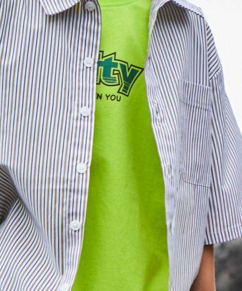 PAIRMANON STREET（ペアマノンストリート）の「【PAIRMANON STREET】マルチストライプ半袖シャツ（シャツ/ブラウス・キッズ・ブルー/レッド/ブラック/スカイブルー/ピンク・110/150/100/140/90/130/120）」の6枚目の写真