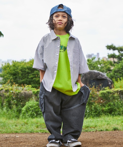 PAIRMANON STREET（ペアマノンストリート）の「【PAIRMANON STREET】マルチストライプ半袖シャツ（シャツ/ブラウス・キッズ・ブルー/レッド/ブラック/スカイブルー/ピンク・110/150/100/140/90/130/120）」の7枚目の写真