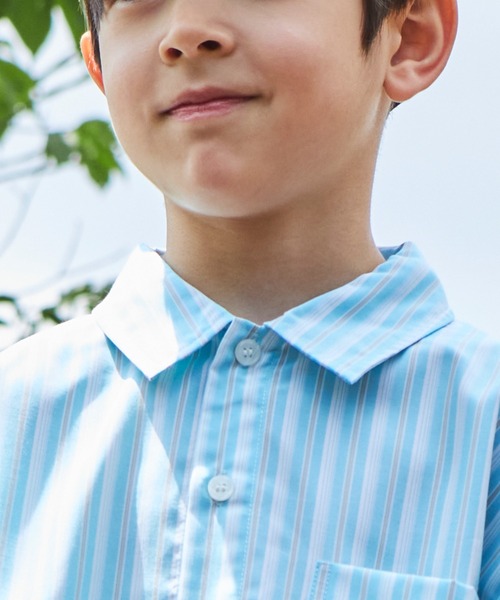 PAIRMANON STREET（ペアマノンストリート）の「【PAIRMANON STREET】マルチストライプ半袖シャツ（シャツ/ブラウス・キッズ・ブルー/レッド/ブラック/スカイブルー/ピンク・110/150/100/140/90/130/120）」の8枚目の写真