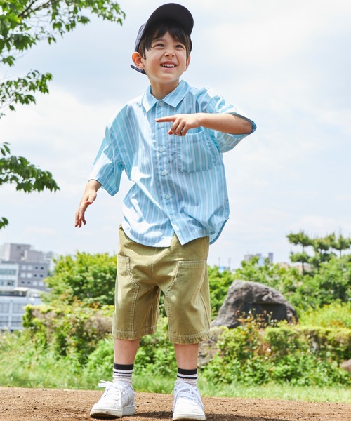 PAIRMANON STREET（ペアマノンストリート）の「【PAIRMANON STREET】マルチストライプ半袖シャツ（シャツ/ブラウス・キッズ・ブルー/レッド/ブラック/スカイブルー/ピンク・110/150/100/140/90/130/120）」の9枚目の写真