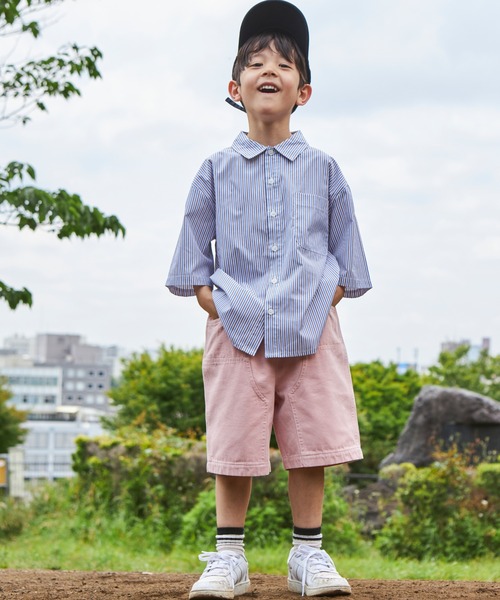 PAIRMANON STREET（ペアマノンストリート）の「【PAIRMANON STREET】マルチストライプ半袖シャツ（シャツ/ブラウス・キッズ・ブルー/レッド/ブラック/スカイブルー/ピンク・110/150/100/140/90/130/120）」の11枚目の写真