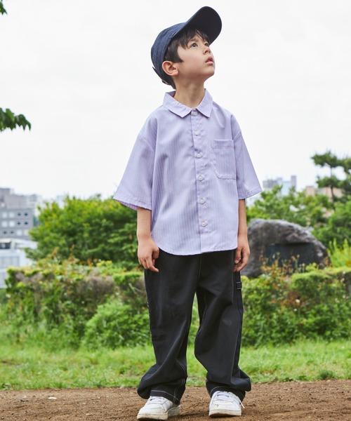 PAIRMANON STREET（ペアマノンストリート）の「【PAIRMANON STREET】マルチストライプ半袖シャツ（シャツ/ブラウス・キッズ・ブルー/レッド/ブラック/スカイブルー/ピンク・110/150/100/140/90/130/120）」の13枚目の写真