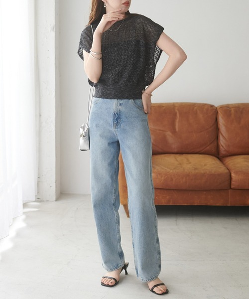 DISCOAT(ディスコート)の「メランジメッシュバックリボンフレンチ(Tシャツ/カットソー・レディース・オフホワイト/ブルー/ブラック・FREE)」の20枚目の写真
