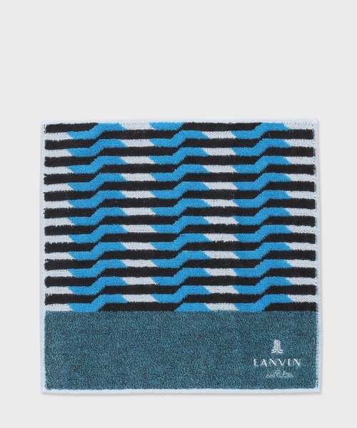 LANVIN en Bleu（ランバンオンブルー）の「グラフィック幾何学柄 ハンドタオル（ハンカチ/ハンドタオル・メンズ・ネイビー/サックスブルー/グレー・FREE）」の3枚目の写真