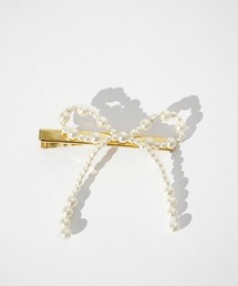 flower | パールリボンクリップ(バレッタ/ヘアクリップ)