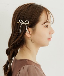 flower | パールリボンクリップ(バレッタ/ヘアクリップ)