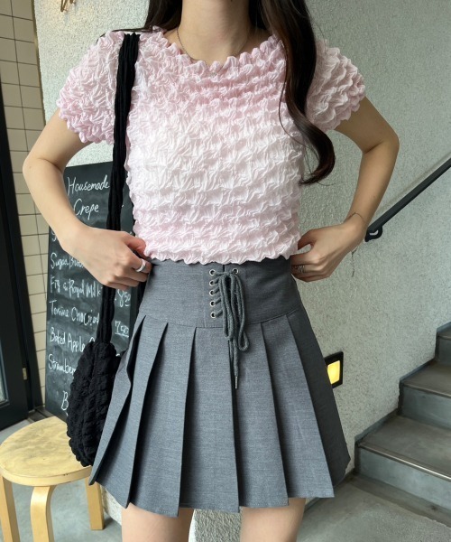 nemne store(ネンネストア)の「ぽこぽこシアーTシャツ(Tシャツ/カットソー・レディース・ピンク/ブラック/オフホワイト・フリー)」の16枚目の写真