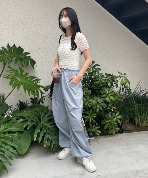nemne store(ネンネストア)の「ぽこぽこシアーTシャツ(Tシャツ/カットソー・レディース・ピンク/ブラック/オフホワイト・フリー)」の8枚目の写真