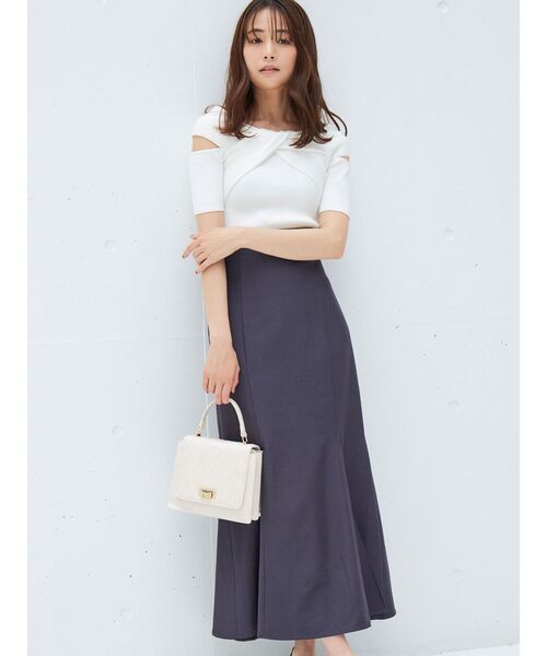 MERCURYDUO(マーキュリーデュオ)の「ツイステッドリブニット(ニット/セーター・レディース・パープル/オフホワイト/ブラック・FREE)」の6枚目の写真