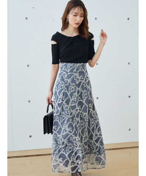 MERCURYDUO(マーキュリーデュオ)の「ツイステッドリブニット(ニット/セーター・レディース・パープル/オフホワイト/ブラック・FREE)」の13枚目の写真