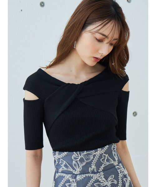 MERCURYDUO(マーキュリーデュオ)の「ツイステッドリブニット(ニット/セーター・レディース・パープル/オフホワイト/ブラック・FREE)」の14枚目の写真