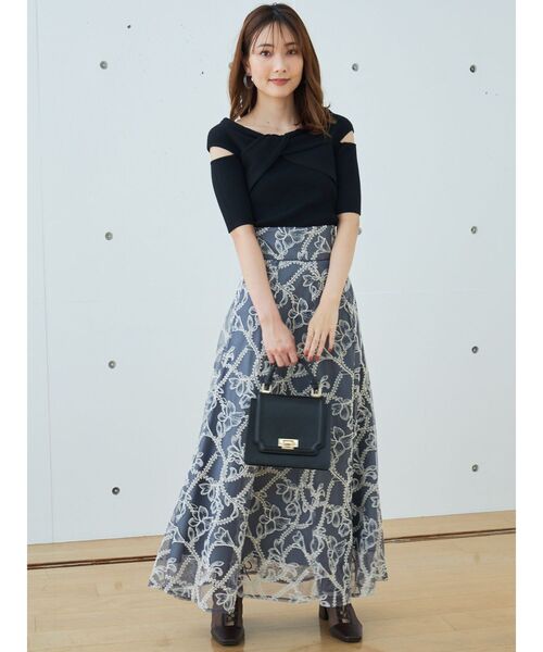 MERCURYDUO(マーキュリーデュオ)の「ツイステッドリブニット(ニット/セーター・レディース・パープル/オフホワイト/ブラック・FREE)」の15枚目の写真